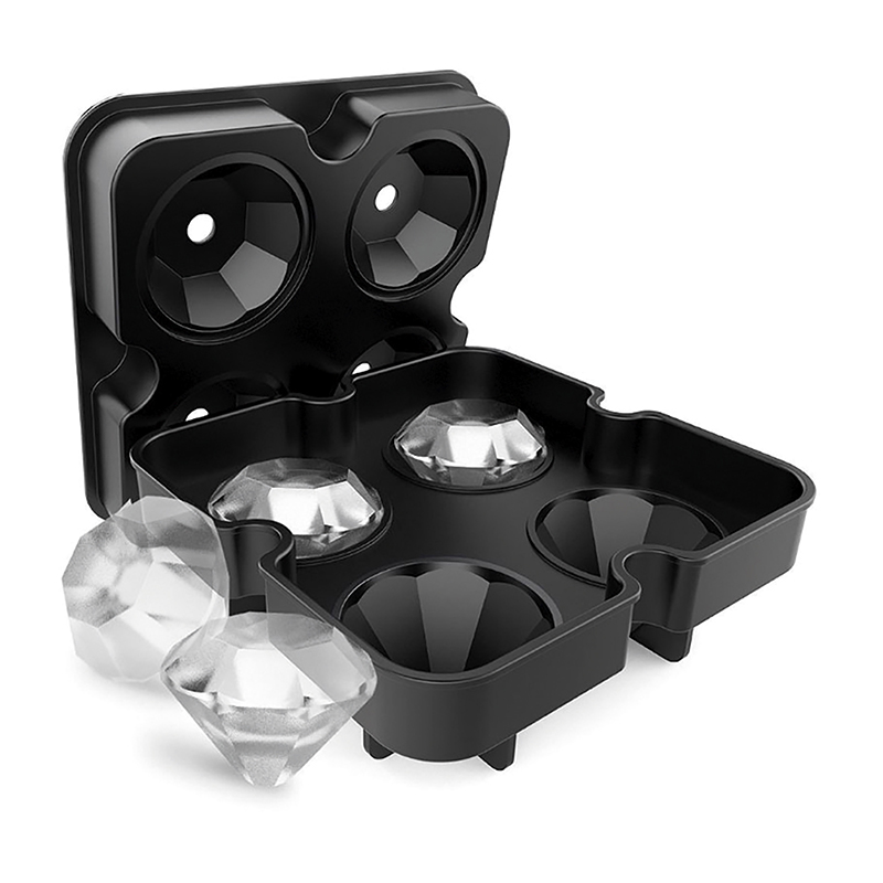 Форма для льда, Алмаз, 4шт. чёрный силикон