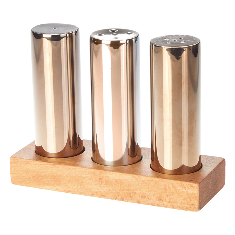 Набор для специй из 3х шт, медь, на дереве