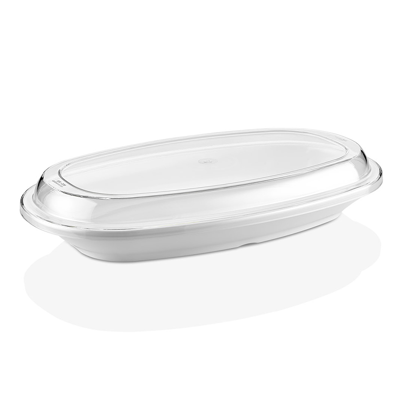 Тарелка овальная глубокая с прозрачной крышкой Поликарбонат